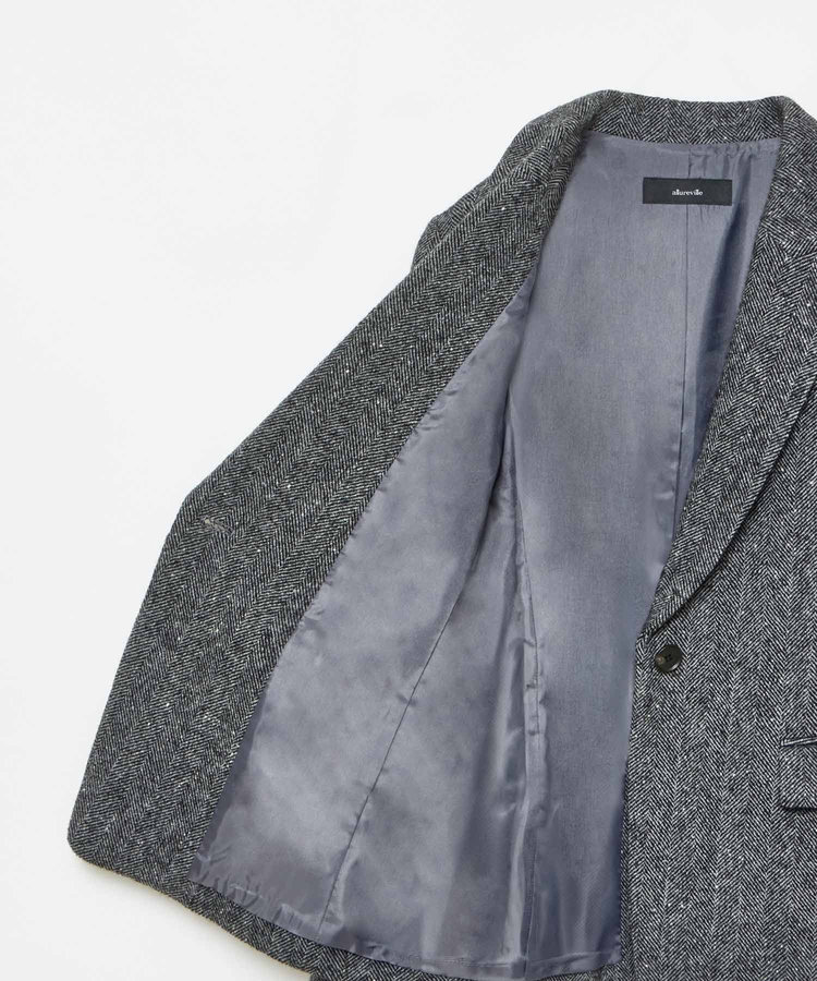 allureville 【セットアップ対応可能】ヘリンボンツイードテーラードジャケット ブラック (95)