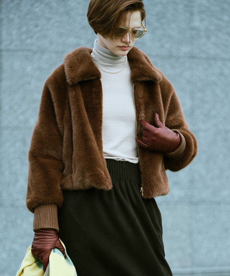 allureville フェイクミンクファーブルゾン モカ (85)