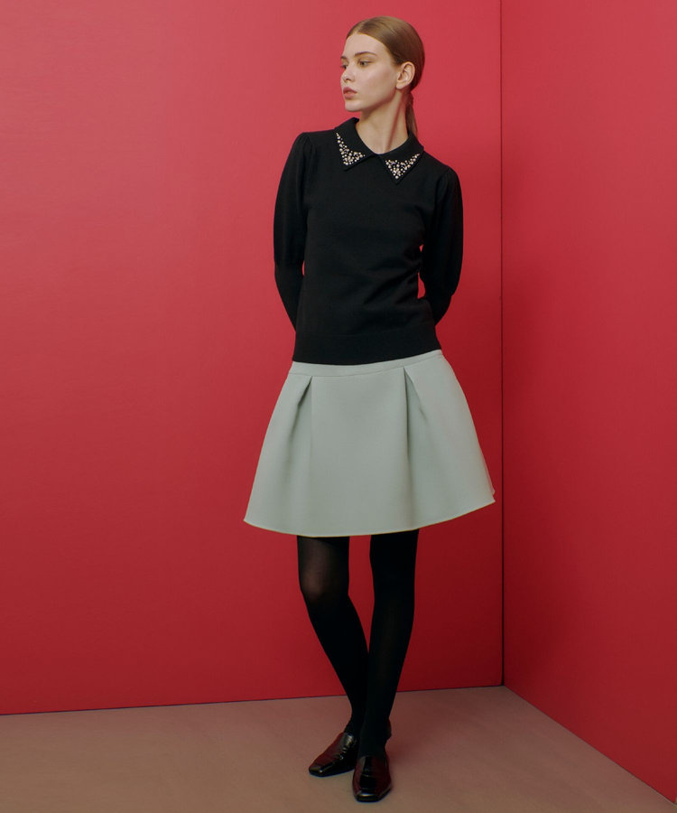 LOULOU WILLOUGHBY 【LOULOU WILLOUGHBY】トリプルクロスミニタックスカート ミントグリーン (73)