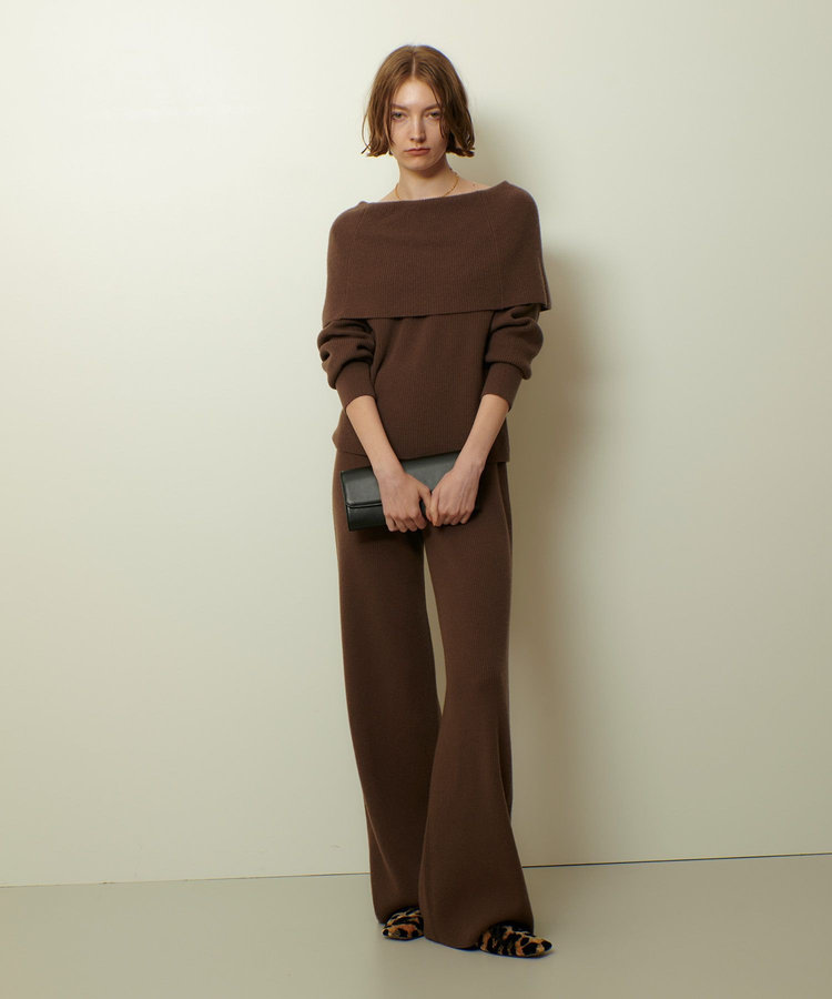 allureville ウールリブニットパンツ ブラウン (81)