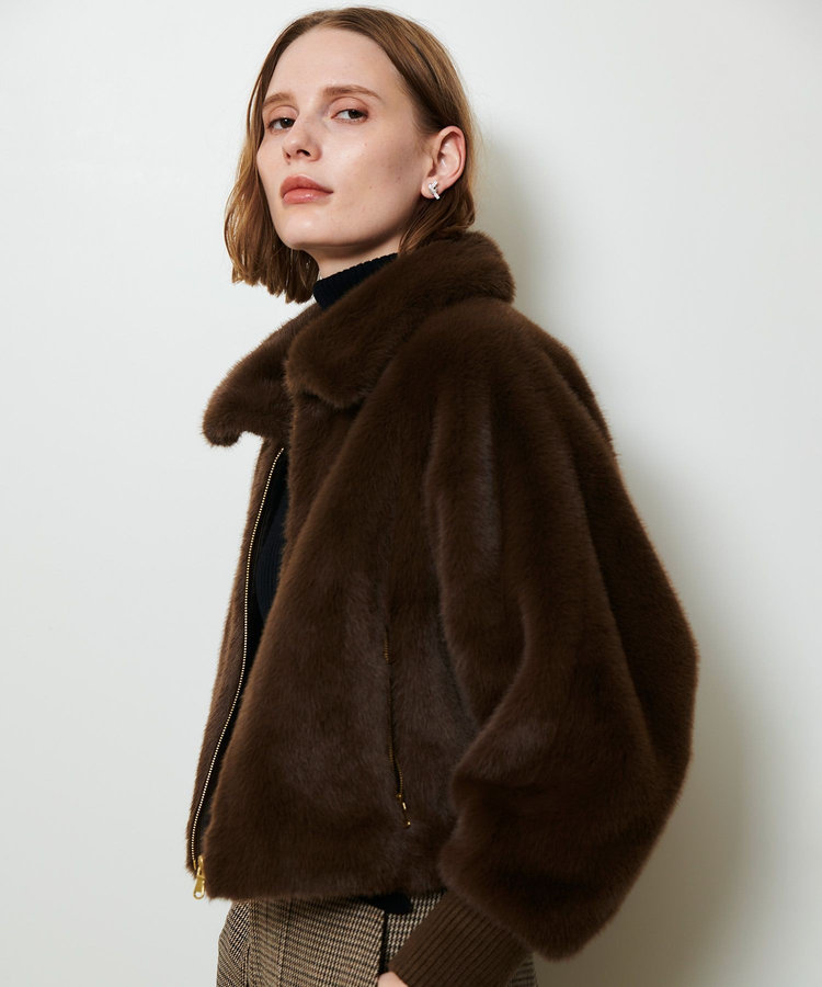 allureville フェイクミンクファーブルゾン モカ (85)