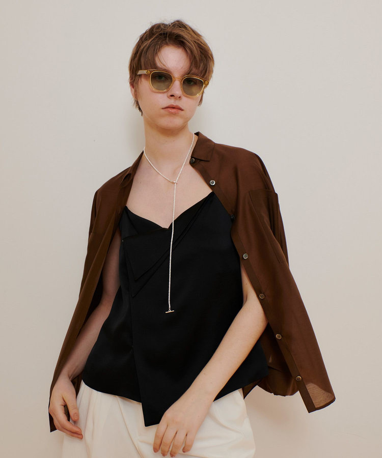 allureville サテンアシメキャミブラウス ブラック (95)