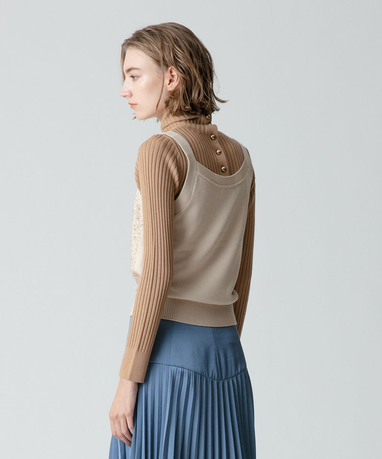 allureville 釦ディティール2WAY ネックリブプルオーバー ベージュ (11)
