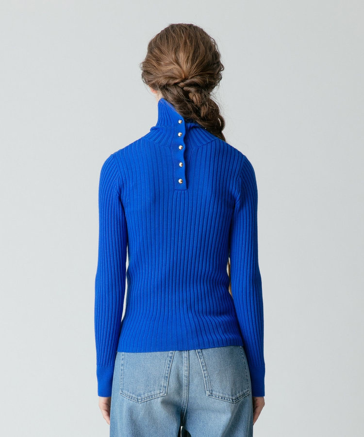 allureville 釦ディティール2WAY ネックリブプルオーバー ブルー (61)