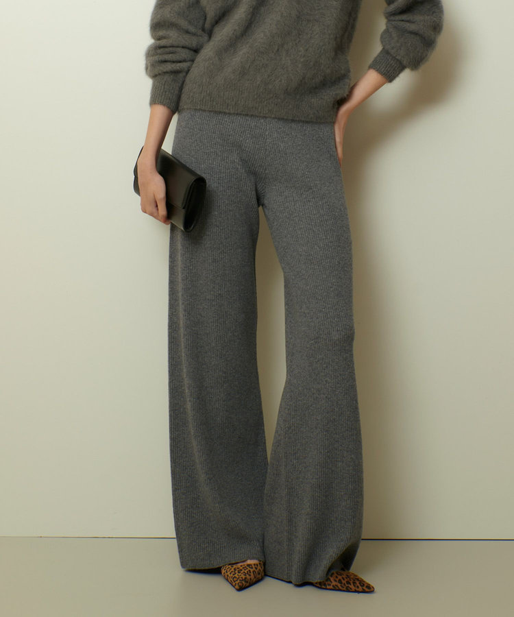 allureville ウールリブニットパンツ グレー (92)