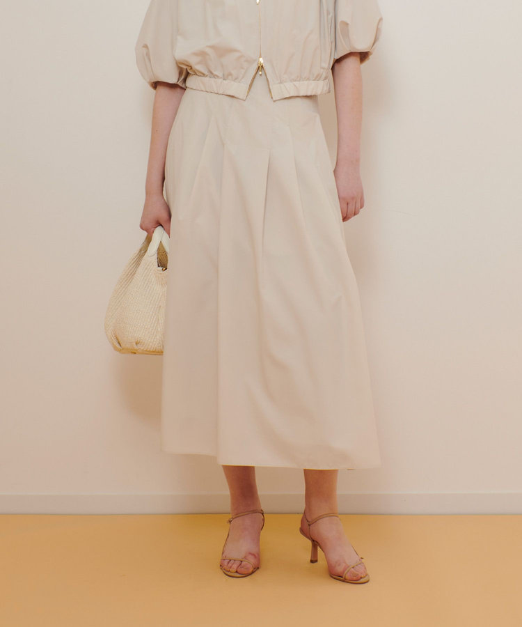 allureville マットタフタアンイーブンタックスカート ライトベージュ (12)