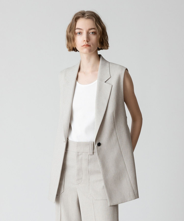 allureville 麻調カルゼサイドオープンジレ ベージュ (11)