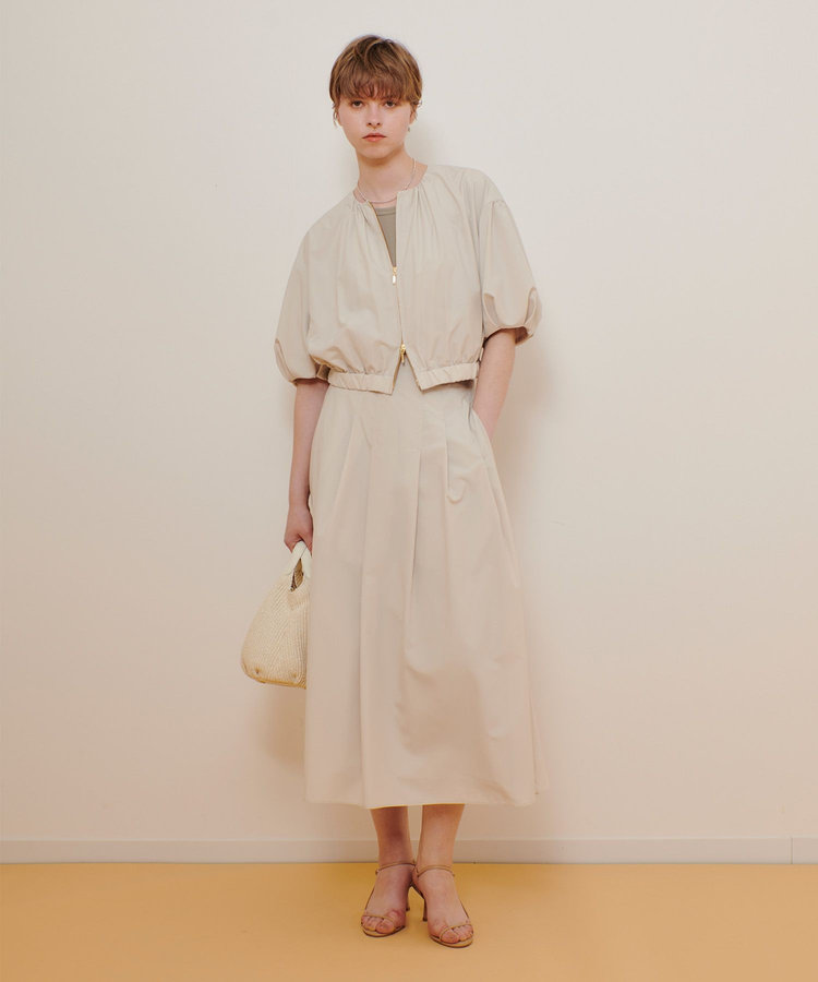 allureville マットタフタアンイーブンタックスカート ライトベージュ (12)