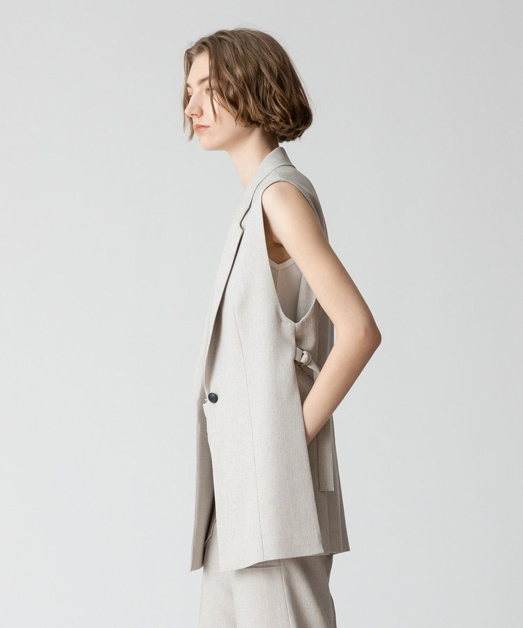 allureville 麻調カルゼサイドオープンジレ ベージュ (11)