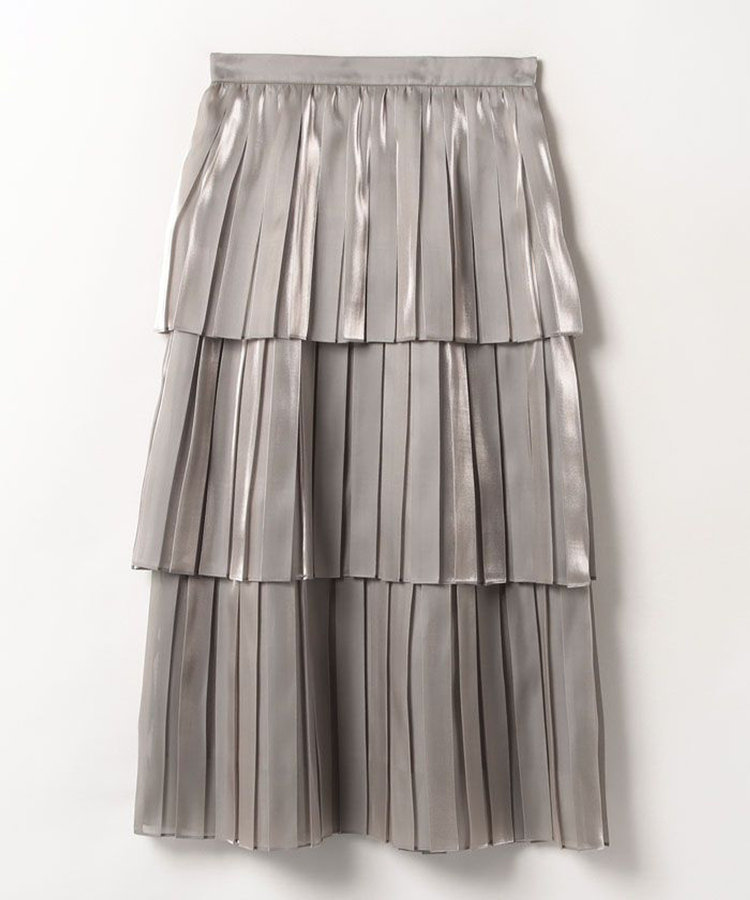 LOULOU WILLOUGHBY 【LOULOU WILLOUGHBY】シャイニーサテンプリーツスカート グレー (92)