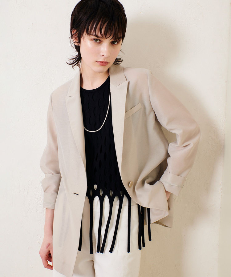allureville ライトオーガンジーシアージャケット ベージュ (11)