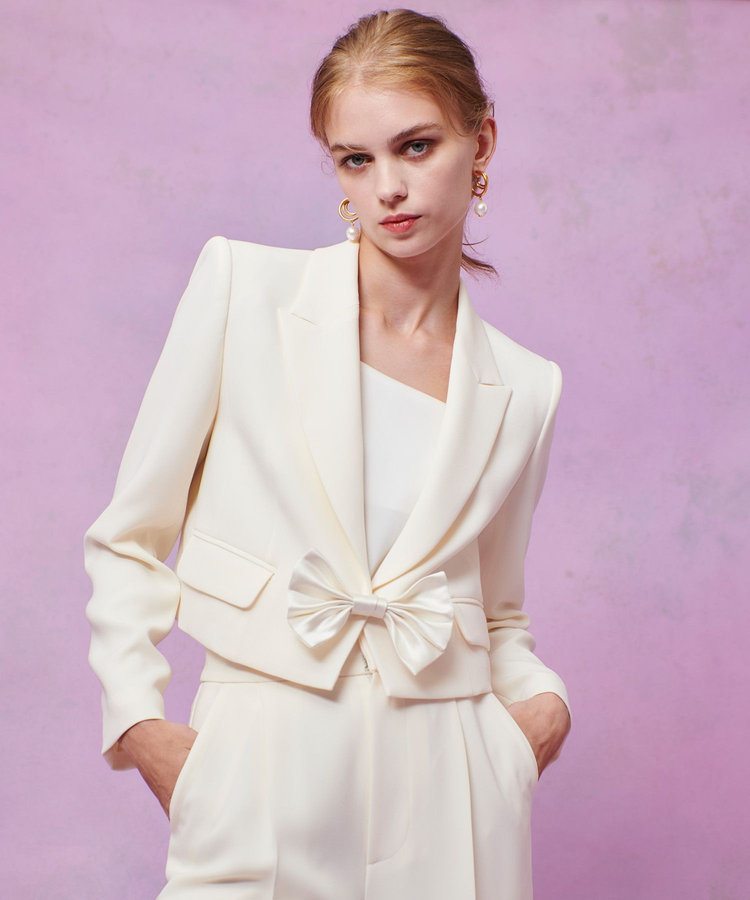 LOULOU WILLOUGHBY 【LOULOU WILLOUGHBY】ダブルクロスショートジャケット オフホワイト (02)