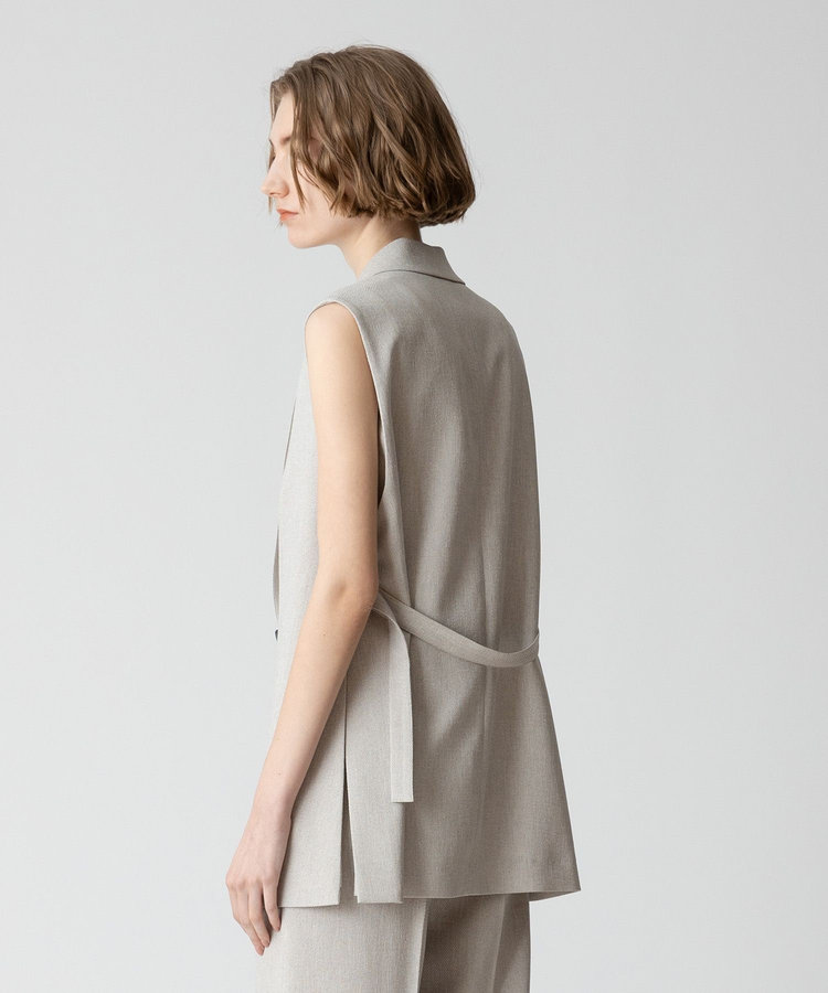 allureville 麻調カルゼサイドオープンジレ ベージュ (11)