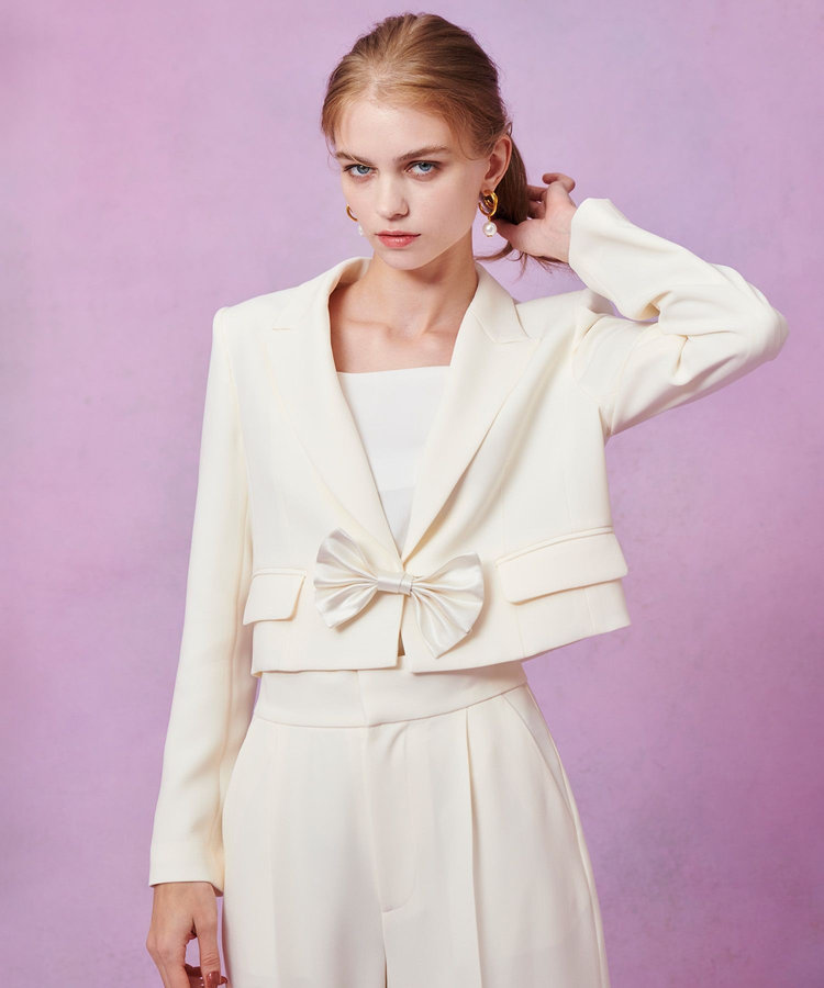 LOULOU WILLOUGHBY 【LOULOU WILLOUGHBY】ダブルクロスショートジャケット オフホワイト (02)