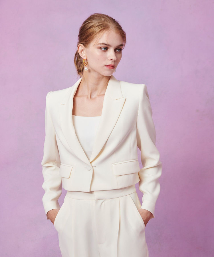 LOULOU WILLOUGHBY 【LOULOU WILLOUGHBY】ダブルクロスショートジャケット オフホワイト (02)