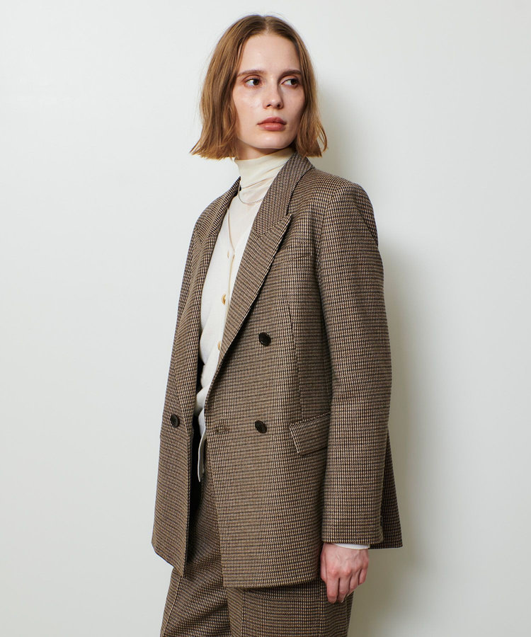 allureville CHIC TWEEDダブルジャケット ブラウン (81)