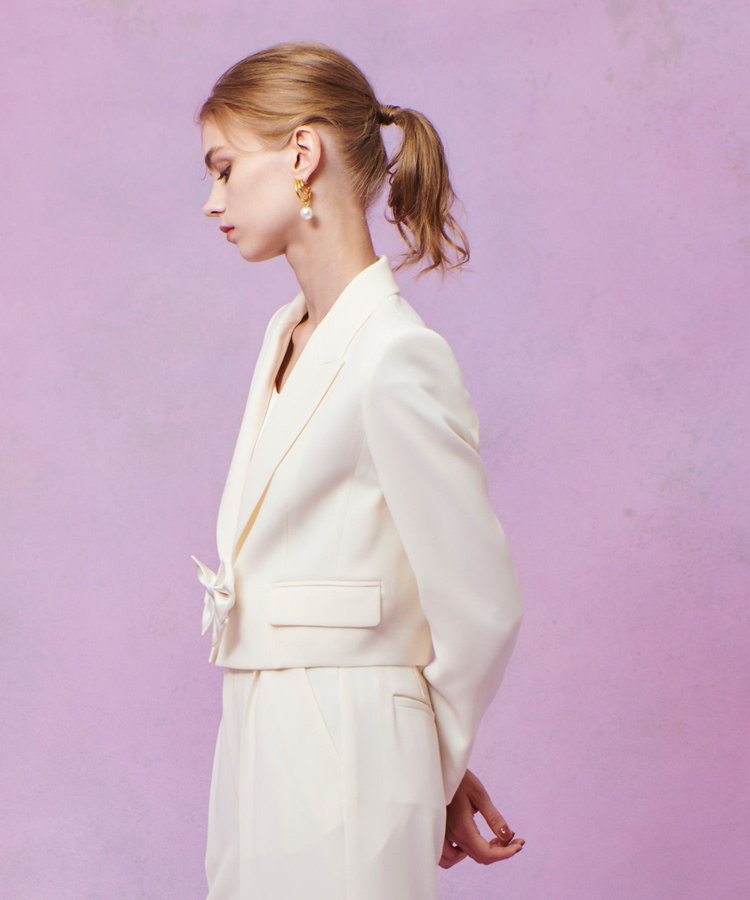 LOULOU WILLOUGHBY 【LOULOU WILLOUGHBY】ダブルクロスショートジャケット オフホワイト (02)