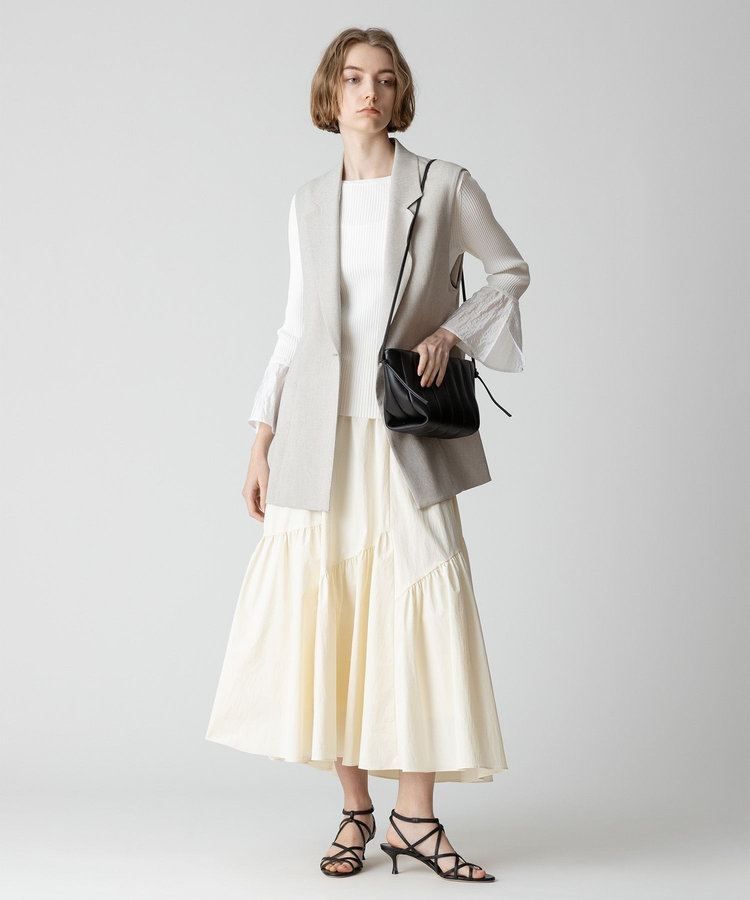 allureville 麻調カルゼサイドオープンジレ ベージュ (11)