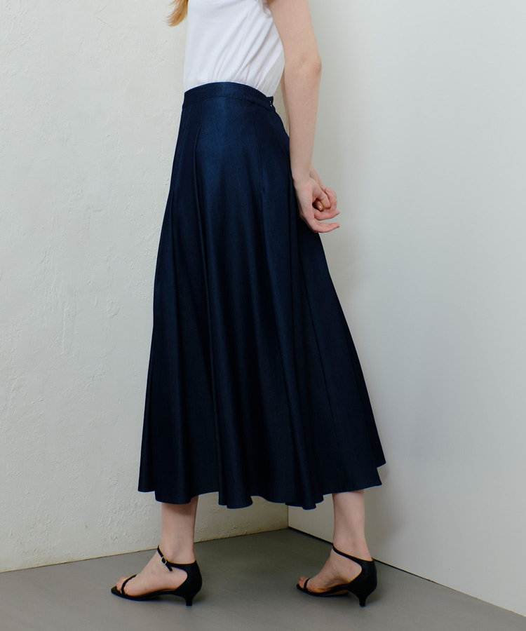 allureville マットタフタアンイーブンタックスカート インディゴ (66)