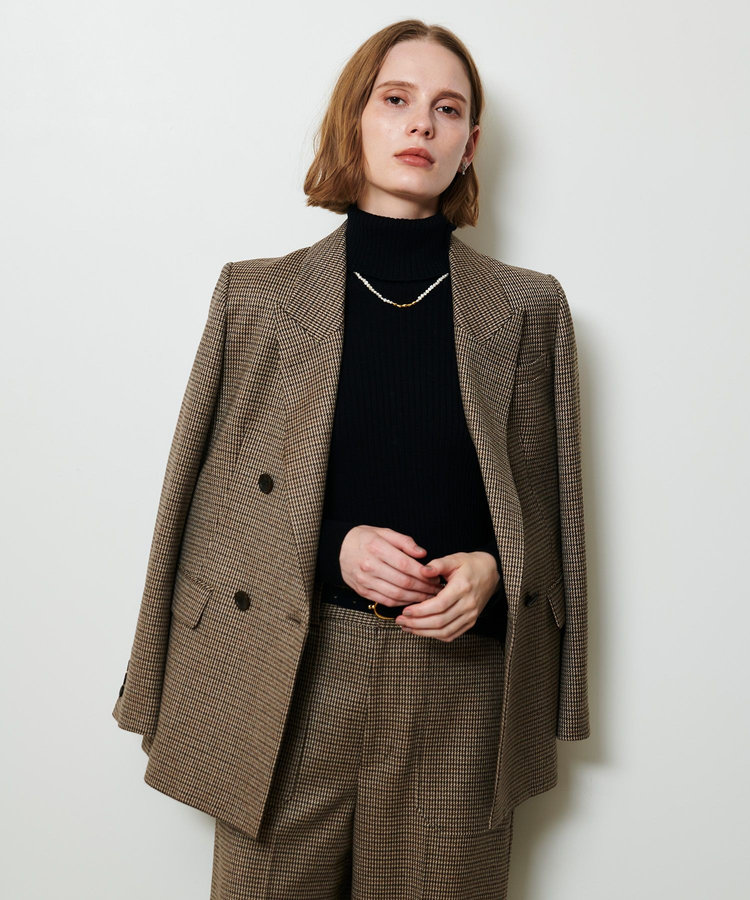allureville CHIC TWEEDダブルジャケット ブラウン (81)