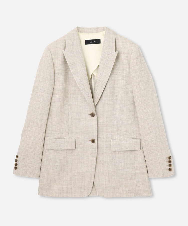 allureville ウールリネンテーラードジャケット グレージュ (15)