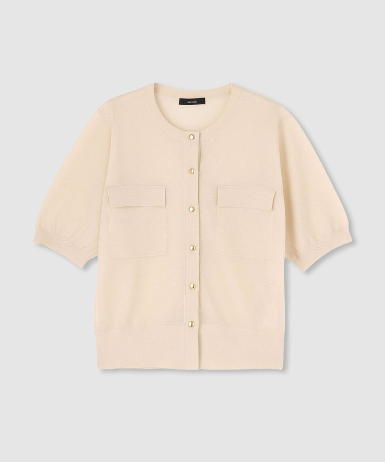 allureville スパークシアー半袖カーディガン ライトベージュ (12)