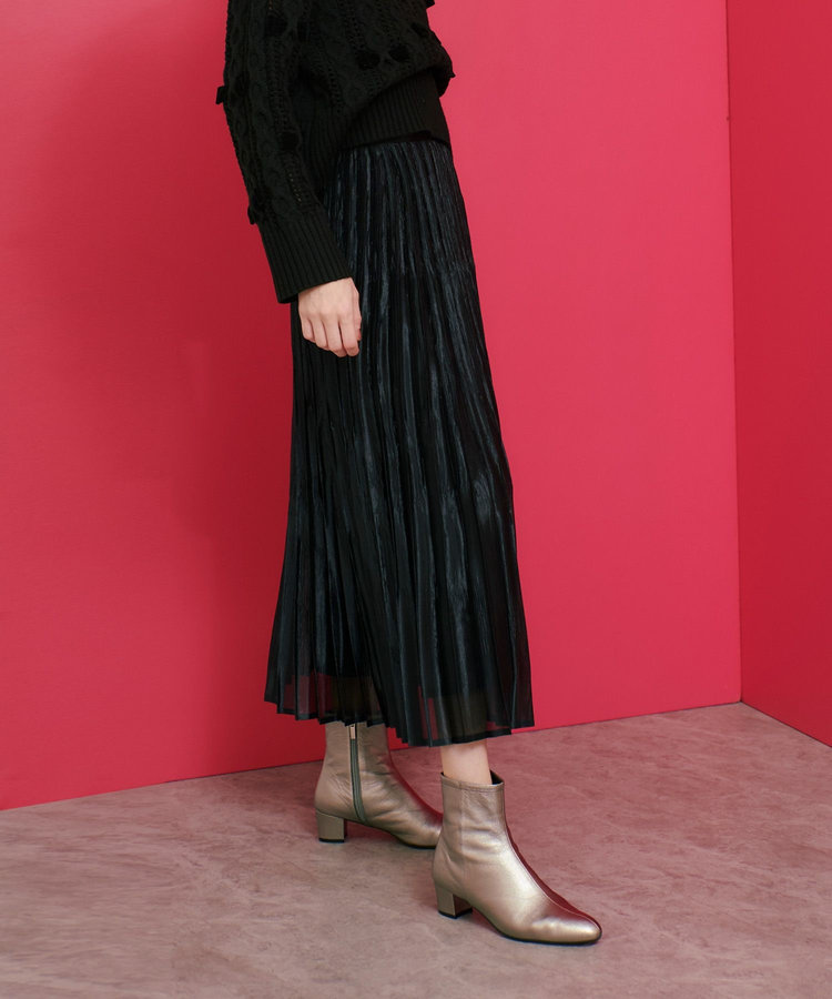 LOULOU WILLOUGHBY 【LOULOU WILLOUGHBY】グロッシーグラデプリーツスカート ブラック (95)