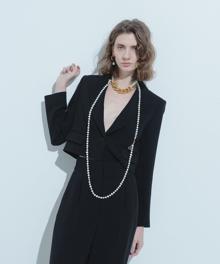 LOULOU WILLOUGHBY 【LOULOU WILLOUGHBY】ダブルクロスショートジャケット ブラック (95)