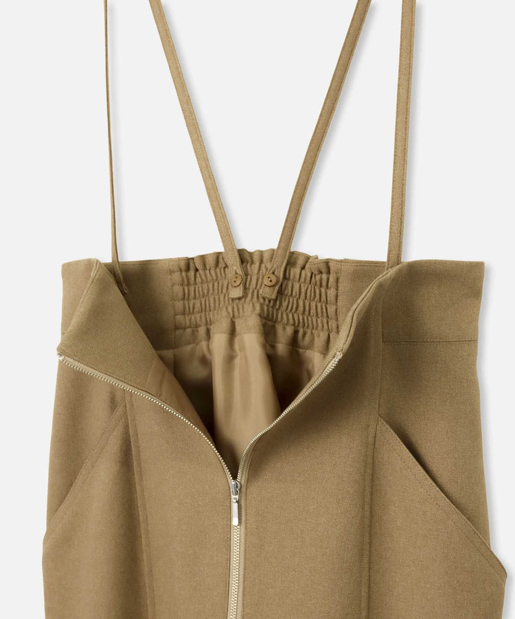 allureville フロントジップサスペンダースカート キャメル (86)