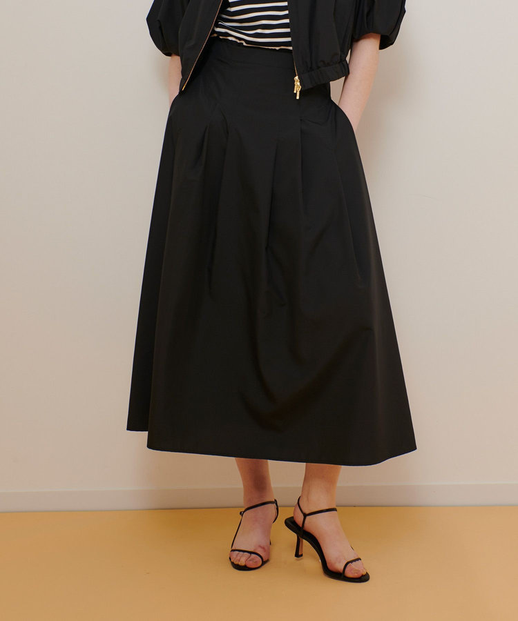 allureville マットタフタアンイーブンタックスカート ブラック (95)