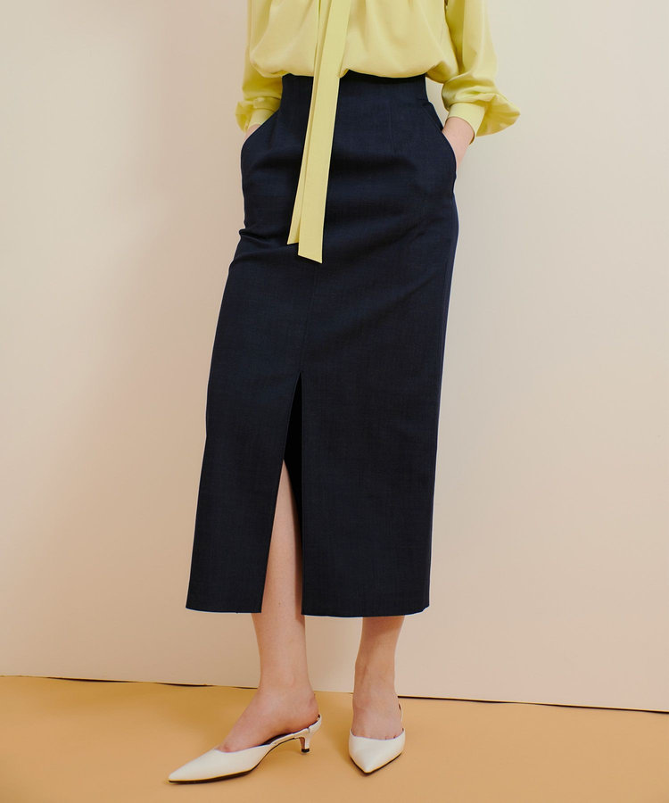 allureville デニムライクスリットスカート インディゴ (66)