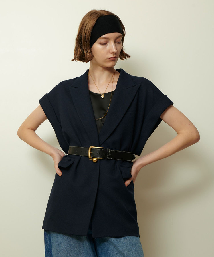 allureville ウールライクポリツイルジレジャケット ネイビー (65)