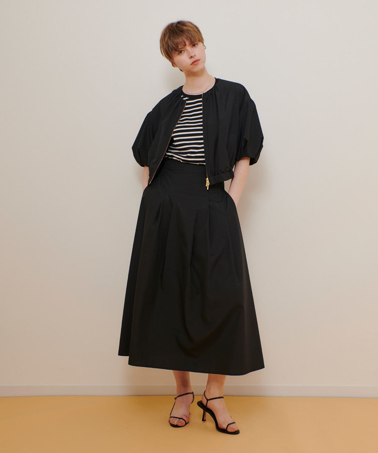 allureville マットタフタアンイーブンタックスカート ブラック (95)