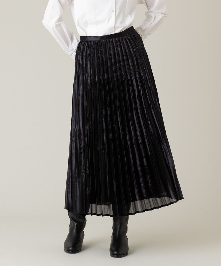 LOULOU WILLOUGHBY 【LOULOU WILLOUGHBY】グロッシーグラデプリーツスカート ブラック (95)