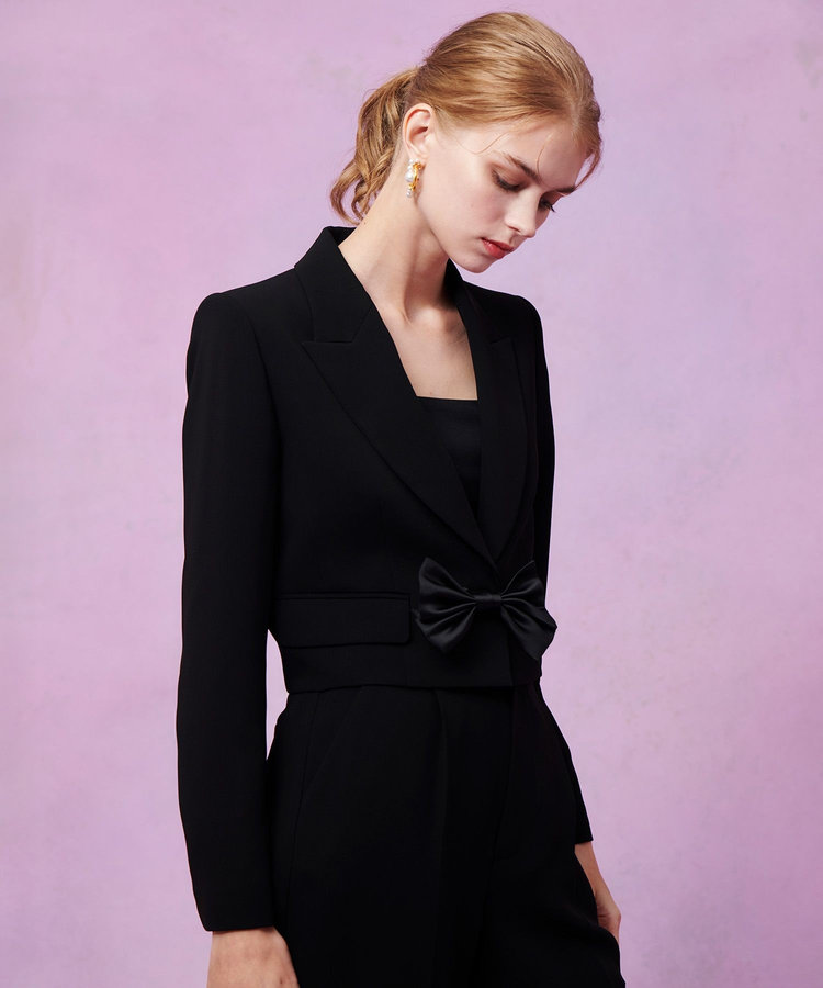 LOULOU WILLOUGHBY 【LOULOU WILLOUGHBY】ダブルクロスショートジャケット ブラック (95)