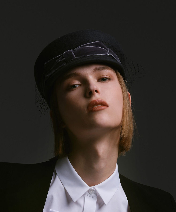 LOULOU WILLOUGHBY 【LOULOU WILLOUGHBY】ベロアリボンキャスケット グレー (92)