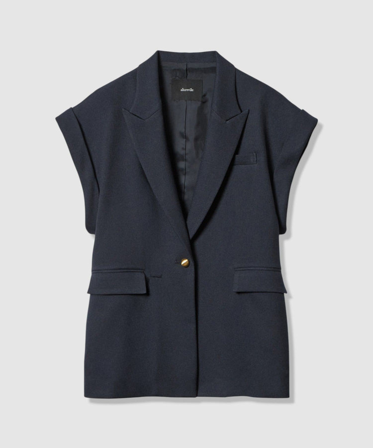 allureville ウールライクポリツイルジレジャケット ネイビー (65)