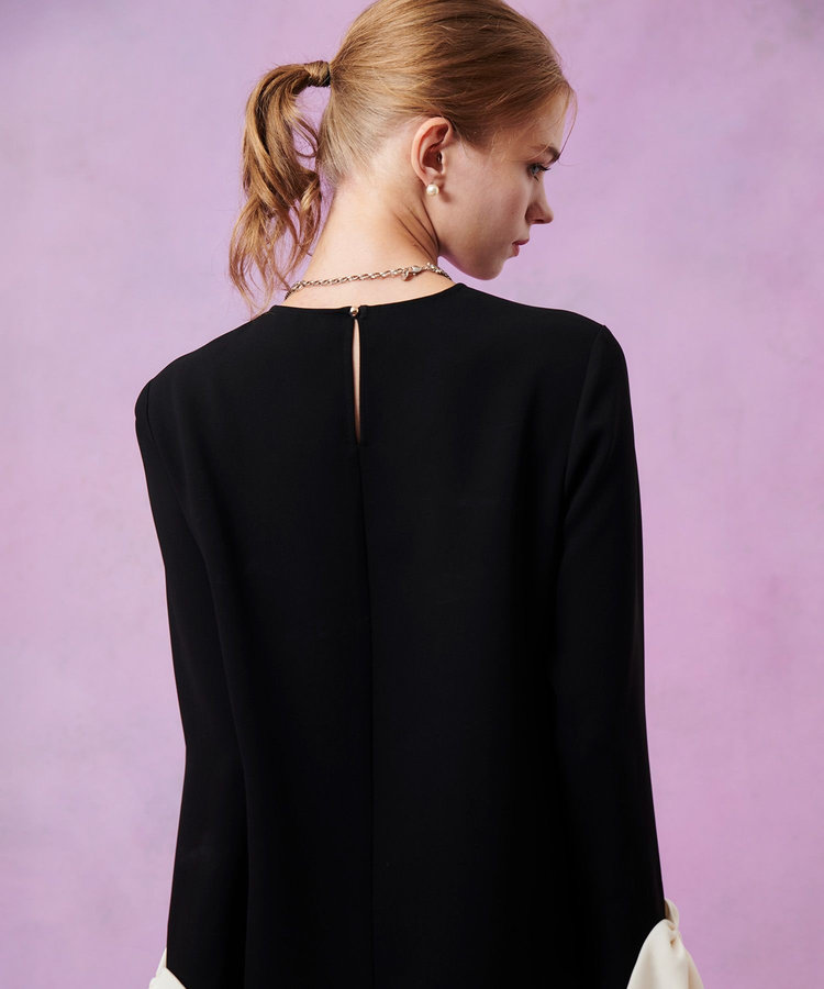 LOULOU WILLOUGHBY 【LOULOU WILLOUGHBY】ダブルクロス袖リボンブラウス ブラック系 (98)