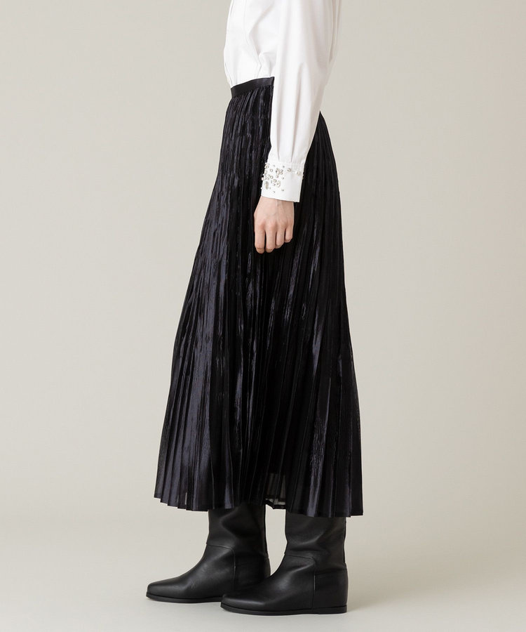 LOULOU WILLOUGHBY 【LOULOU WILLOUGHBY】グロッシーグラデプリーツスカート ブラック (95)