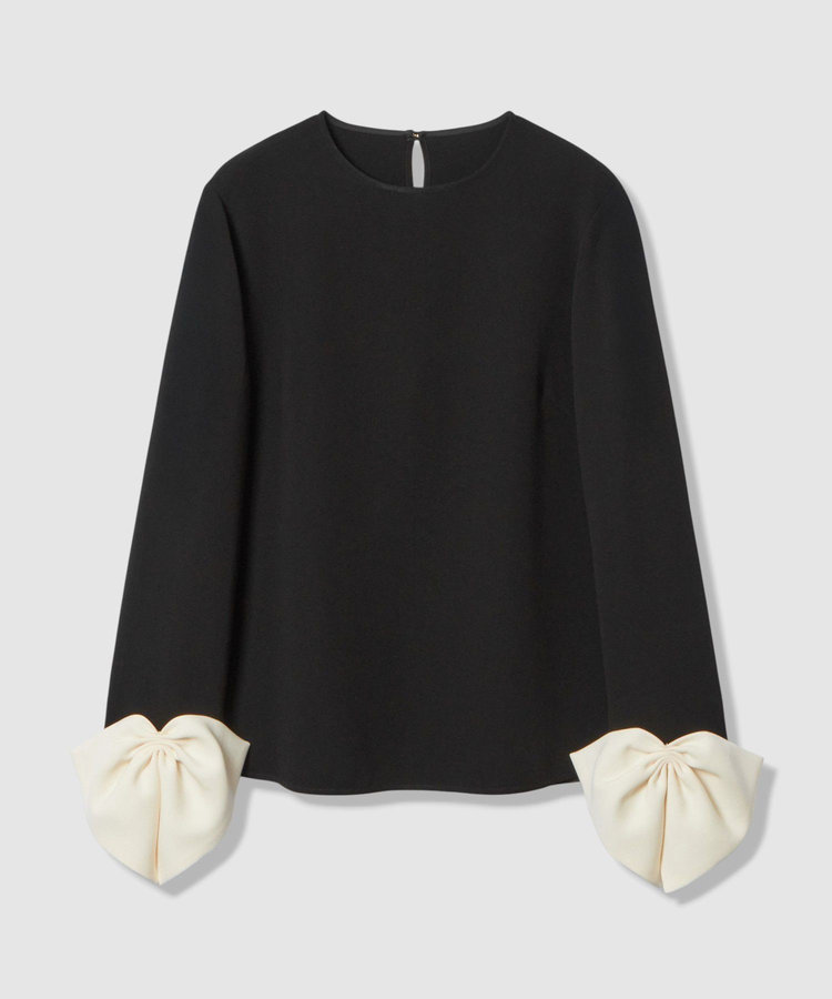 LOULOU WILLOUGHBY 【LOULOU WILLOUGHBY】ダブルクロス袖リボンブラウス ブラック系 (98)