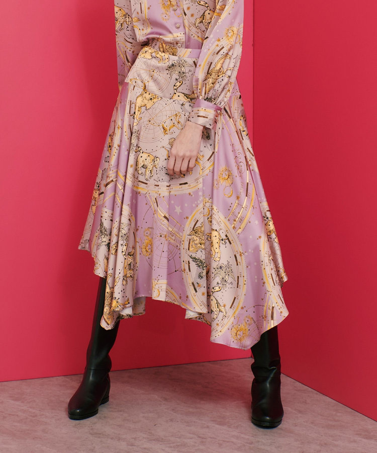 LOULOU WILLOUGHBY 【LOULOU WILLOUGHBY】ホロスコーププリントフレアスカート パープル (51)