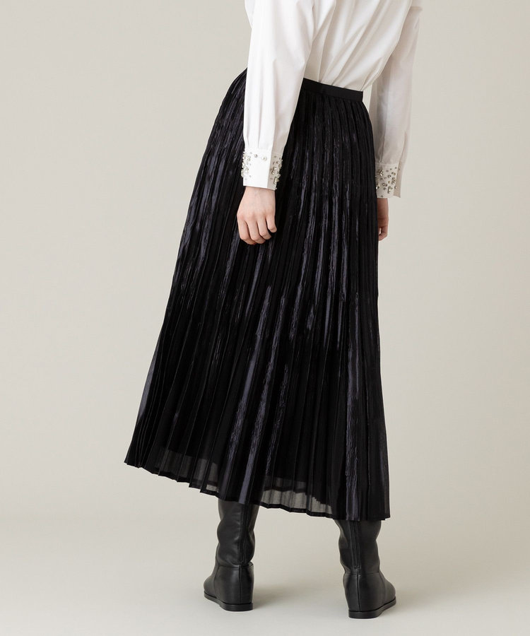 LOULOU WILLOUGHBY 【LOULOU WILLOUGHBY】グロッシーグラデプリーツスカート ブラック (95)