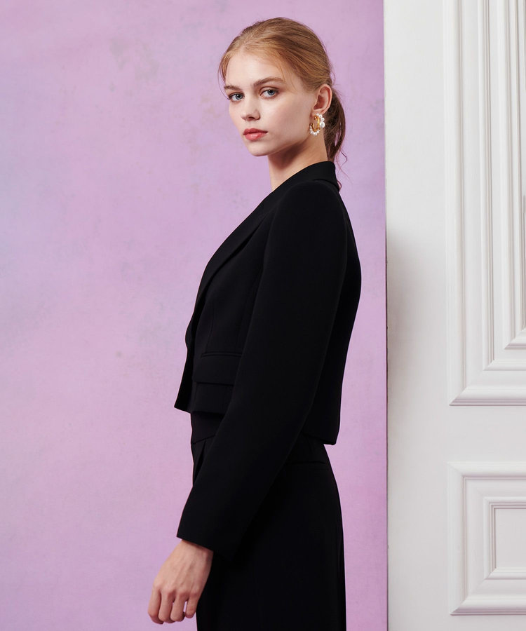 LOULOU WILLOUGHBY 【LOULOU WILLOUGHBY】ダブルクロスショートジャケット ブラック (95)