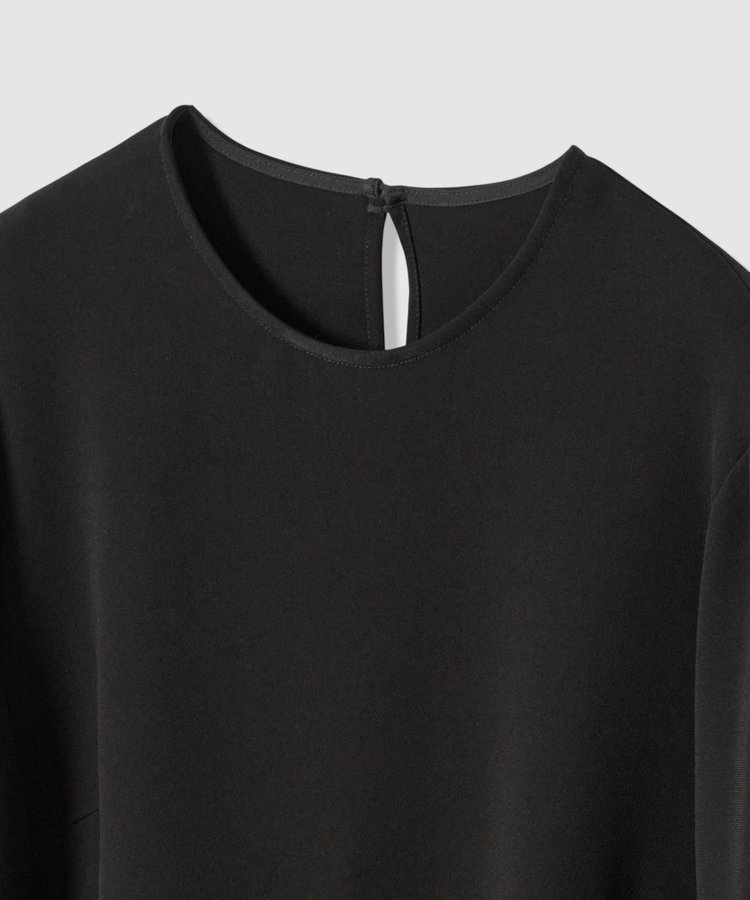 LOULOU WILLOUGHBY 【LOULOU WILLOUGHBY】ダブルクロス袖リボンブラウス ブラック系 (98)