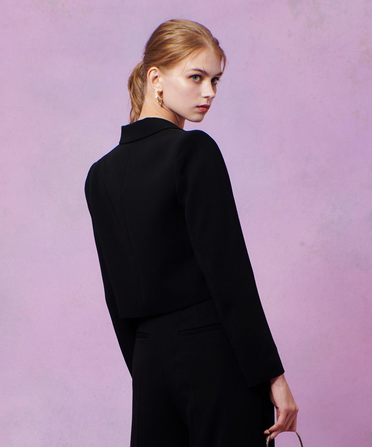 LOULOU WILLOUGHBY 【LOULOU WILLOUGHBY】ダブルクロスショートジャケット ブラック (95)