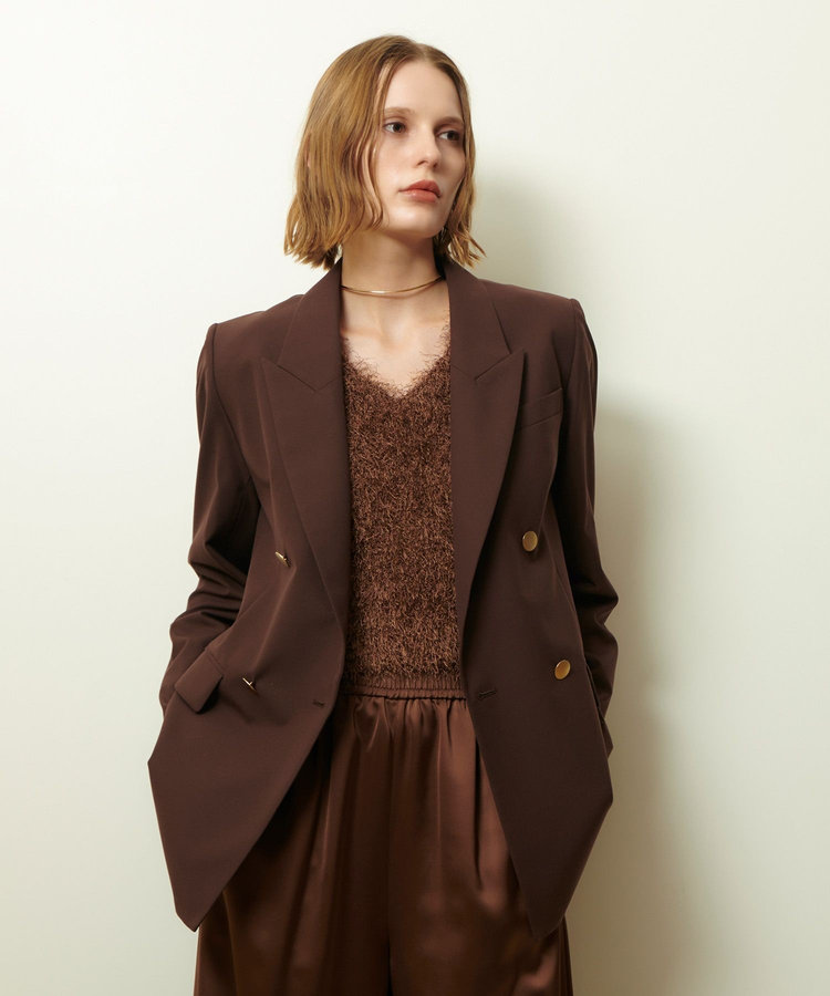 allureville TRストレッチダブルジャケット ダークブラウン (82)