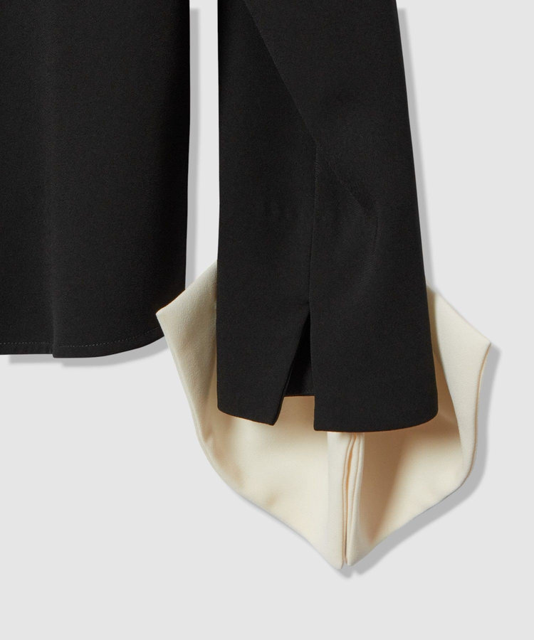 LOULOU WILLOUGHBY 【LOULOU WILLOUGHBY】ダブルクロス袖リボンブラウス ブラック系 (98)