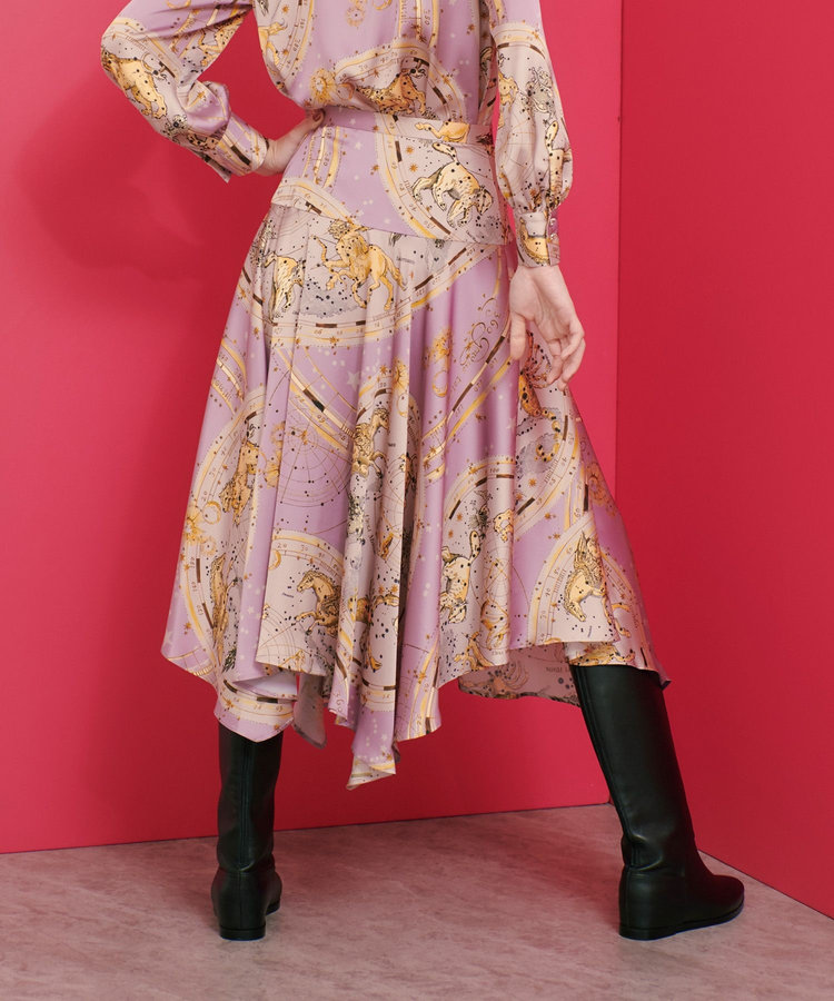 LOULOU WILLOUGHBY 【LOULOU WILLOUGHBY】ホロスコーププリントフレアスカート パープル (51)