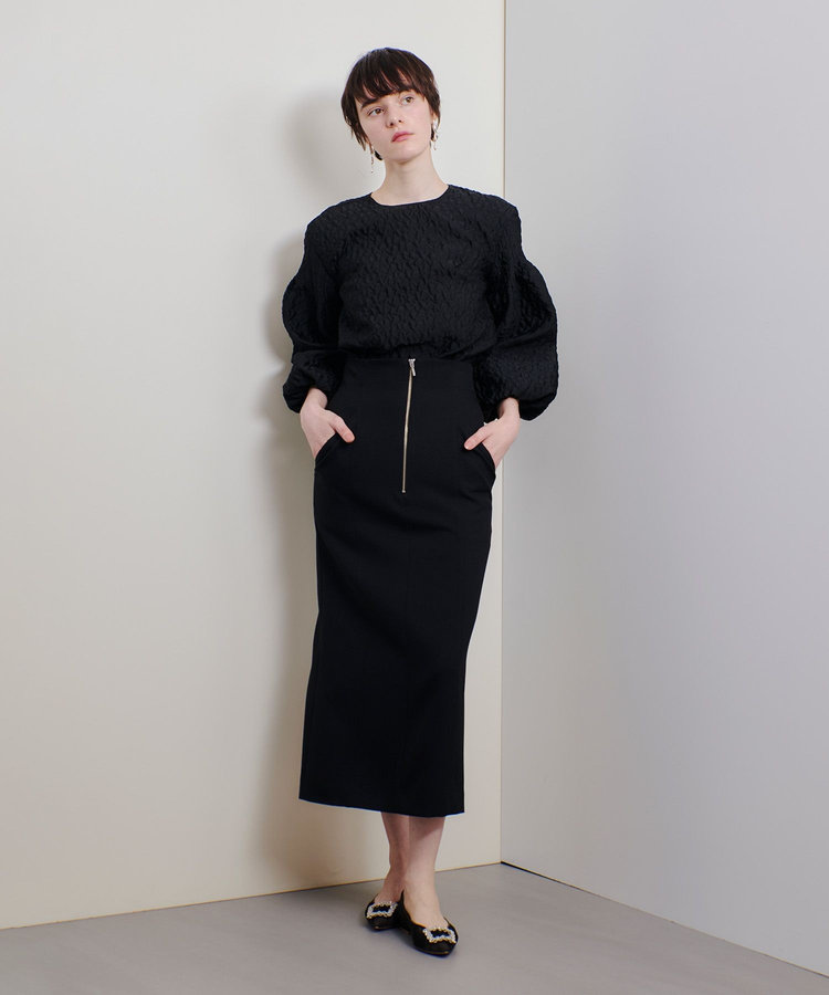 allureville フロントジップサスペンダースカート ブラック (96)