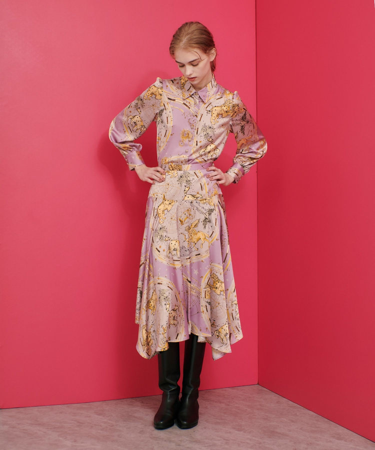 LOULOU WILLOUGHBY 【LOULOU WILLOUGHBY】ホロスコーププリントフレアスカート パープル (51)